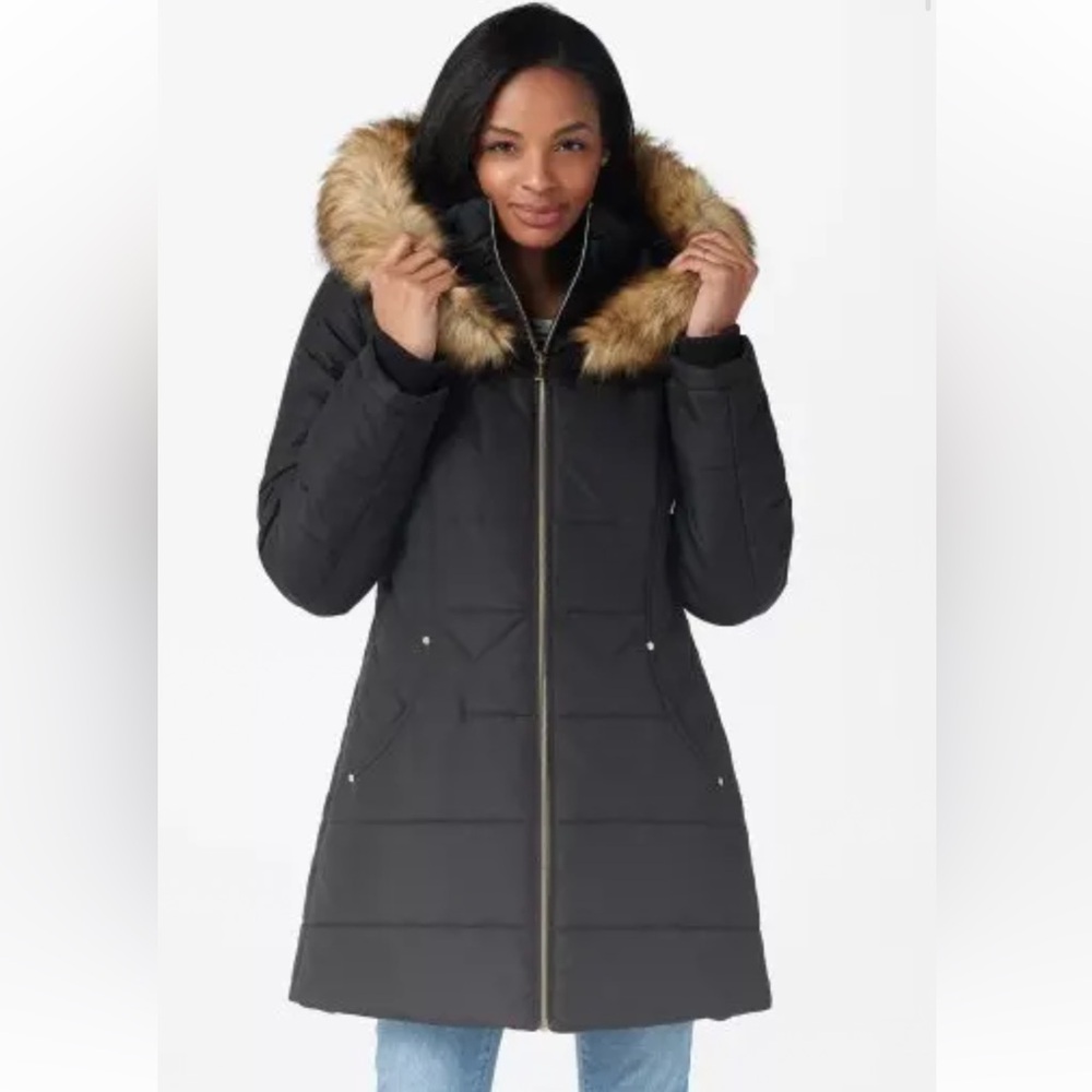 Susan Graver Water Resistant‎ Quilted Puffer Jacket Hood Hooded coat large NWT